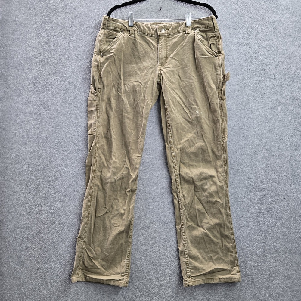 Carhartt Women Pants 12 Brown Khaki Work Pants Carpenter 102080 READ